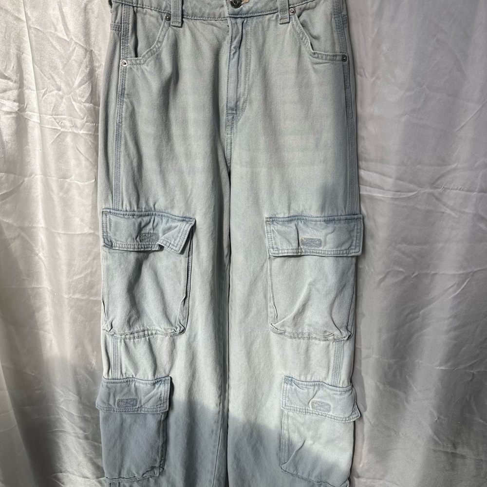 Divided Cargo Blue Wide Leg Jeans Casual Style